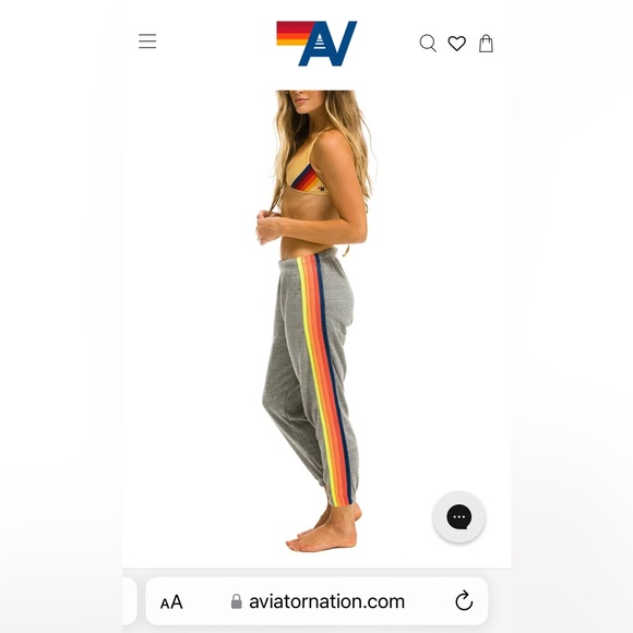 AVIATOR NATION 5 STRIPE SWEATPANTS - HEATHER GREY // NEON RAINBOW BLUE - Picture 4 of 5